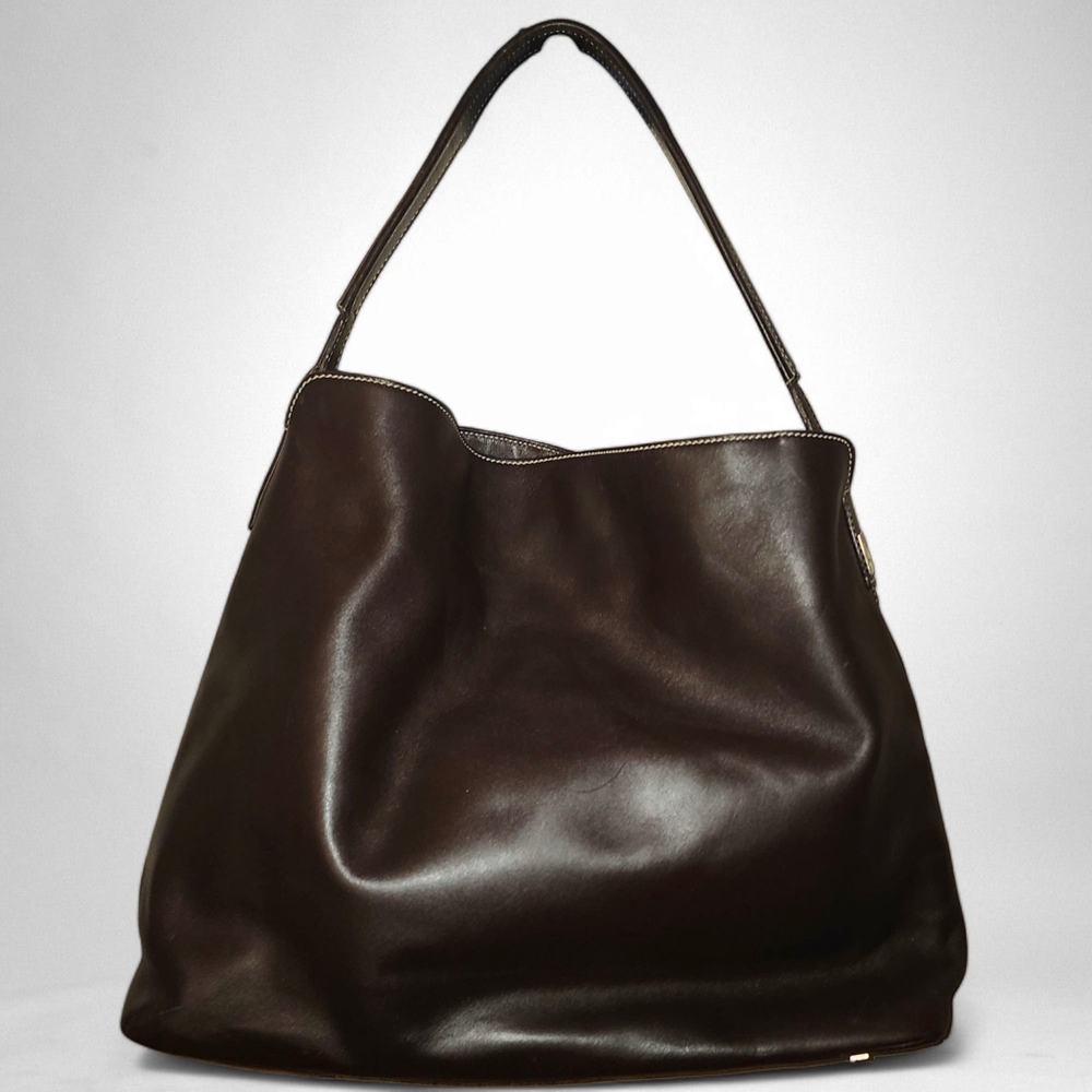 Lambertson Truex Classic Leather Hobo Bag in Dark Brown - Picture 3 of 12
